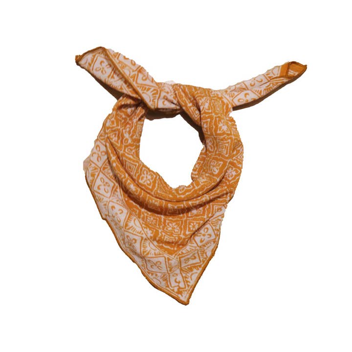 Kasih Co-op – wholesale Bandana – Women's – Hand Dyed Batik Bandana, 100% Soft Cotton, Yellow Fall Color
