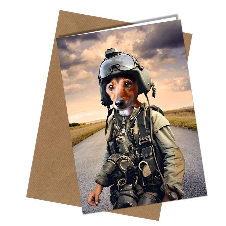 Close to the Bone Greeting Cards and Gifts - Wholesale Birthday Card - #168i Dog Jack Russell Pilot Birthday Card