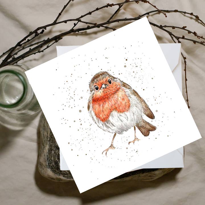 Aquarell-Rotkehlchen-Grußkarte für den Großhandel von Dots Allowed