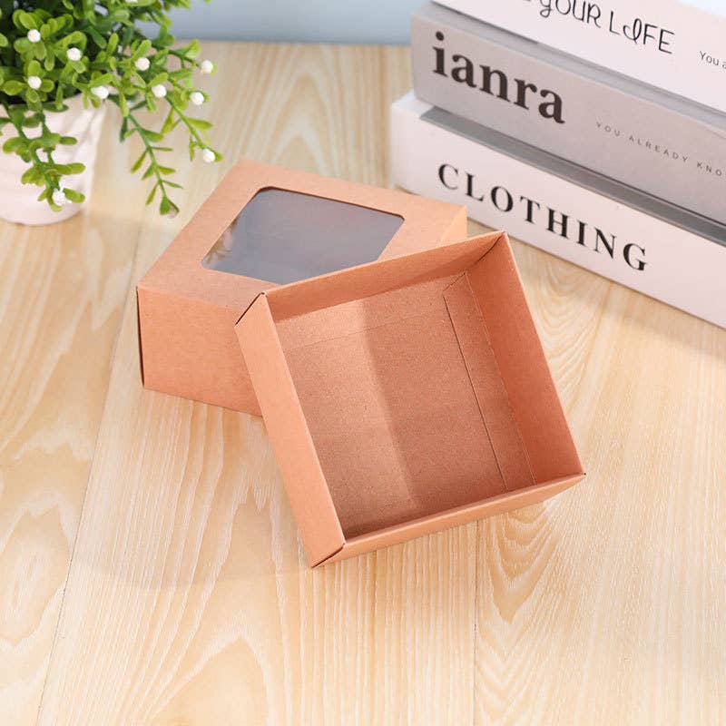 ByHome - Wholesale Gift Box - 24pcs, 3 size Kraft white Clear Top window TWO part Gift Box4