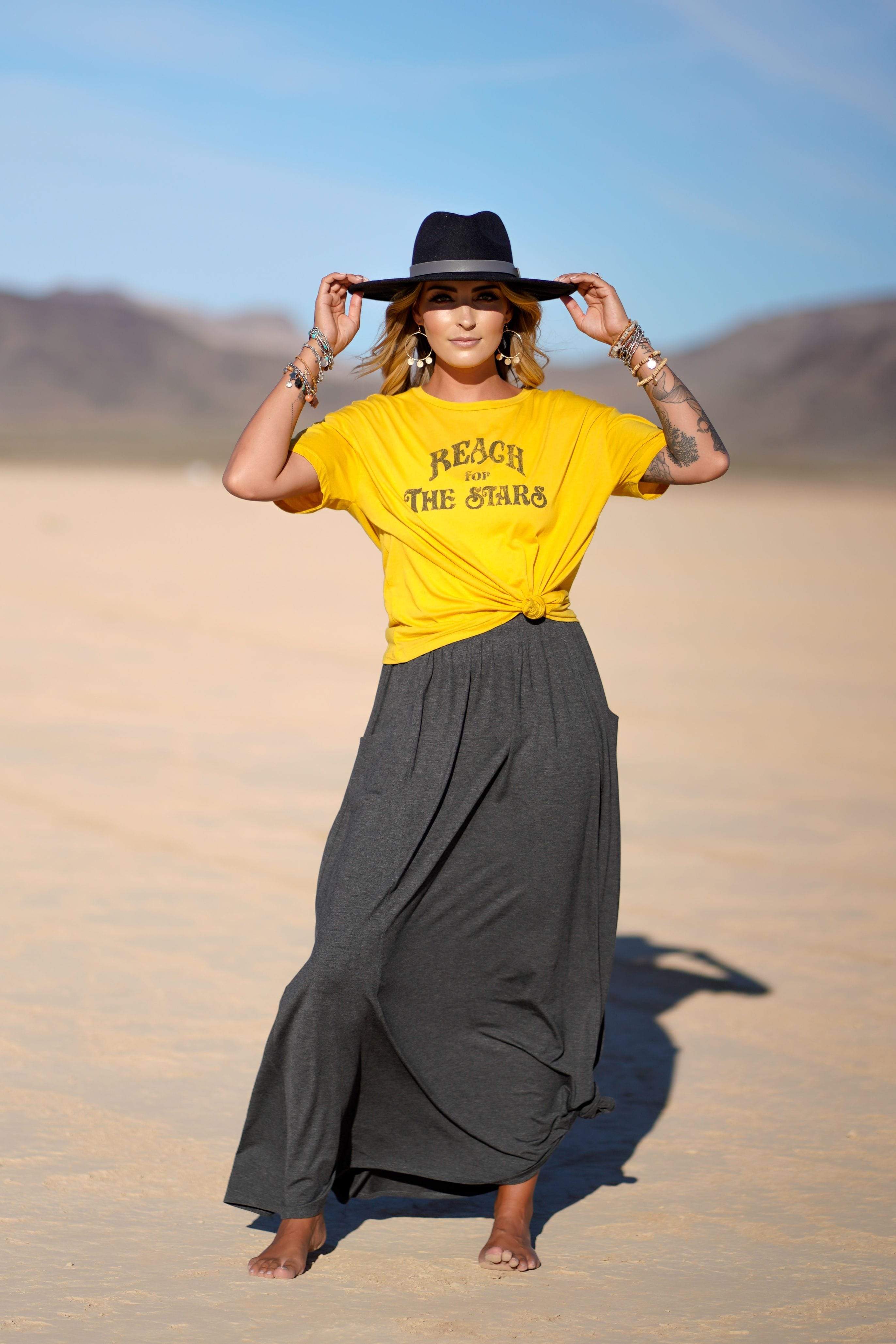 Three Bird Nest - Wholesale Skirt - Women's - The Perfect Pocketed Maxi Skirt - Charcoal4