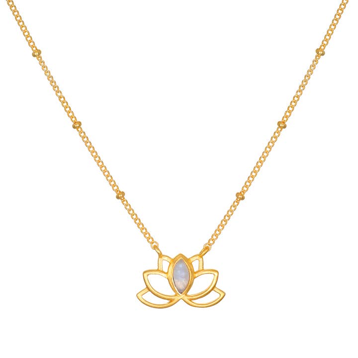 Open Lotus moonstone necklace for wholesale by Satya Jewelry