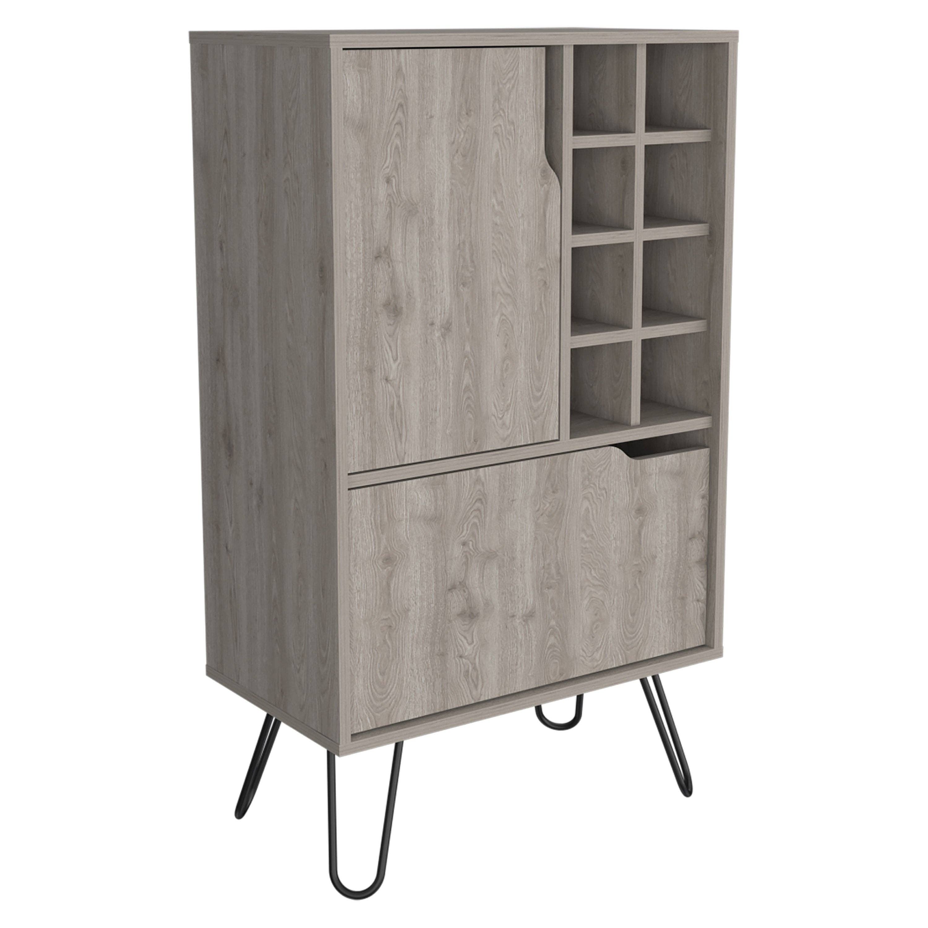 Zamna L Bar Sgl Door Cabinet, 8 Wine Rack, Gray for wholesale on Faire10