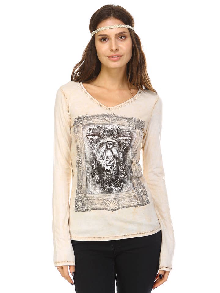 Camiseta lavada mineral Duo com decote em V por atacado de Urban X Apparel