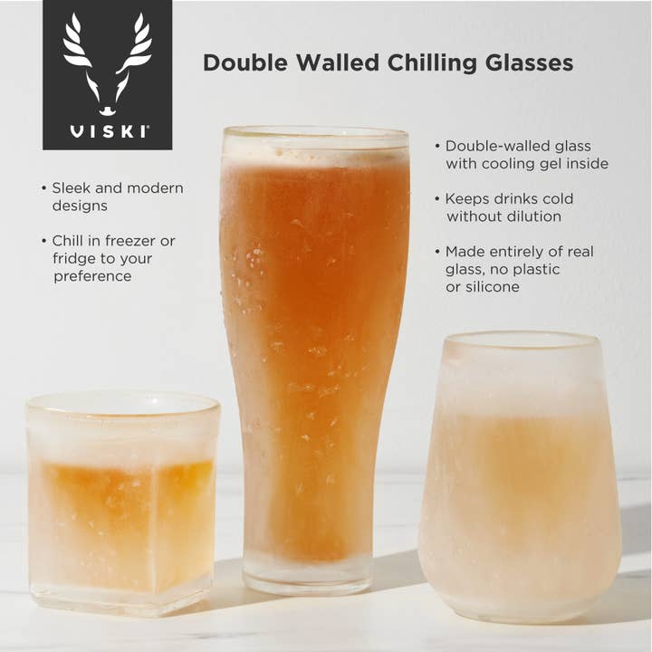 Viski - Wholesale Wine Glass - Glacierâ„¢ Double Walled Chilling Wine Glass w/ Cooling Gel
