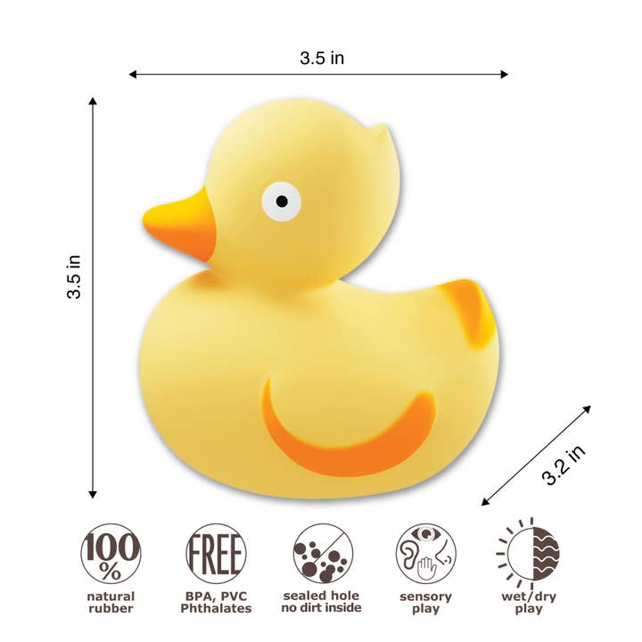 CaaOcho Natural Rubber Toys – wholesale Bath toy – Baby – Lily the Duck Bath Toy Hole Free - 100% Pure Natural Rubber