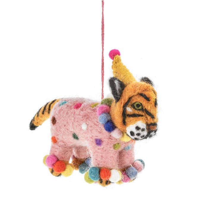 Handmade Felt Fiesta Tiger Hanging Decoration for wholesale by Felt So Good