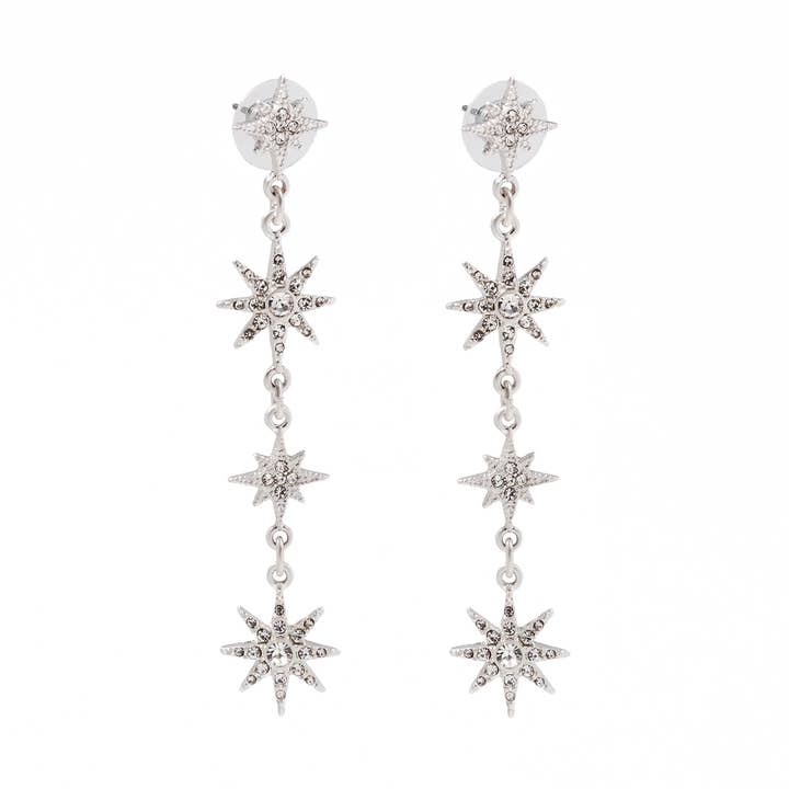 Zilveren 'Starstruck' oorbellen met lange druppel voor wholesale door Bibi Bijoux