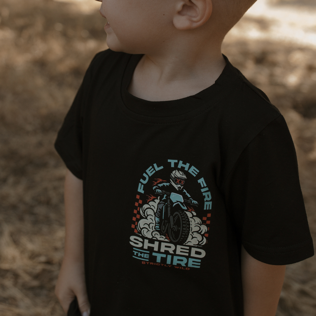 Strictly Wild - Wholesale Screen Printed T-Shirt - Kids - Fuel The Fire Shred The Tire T-Shirt4