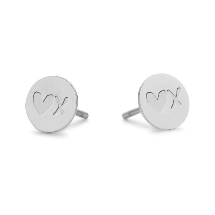 Pendientes acero CO88 6mm con corazón y beso IPS para venta al por mayor de CO88 Collection