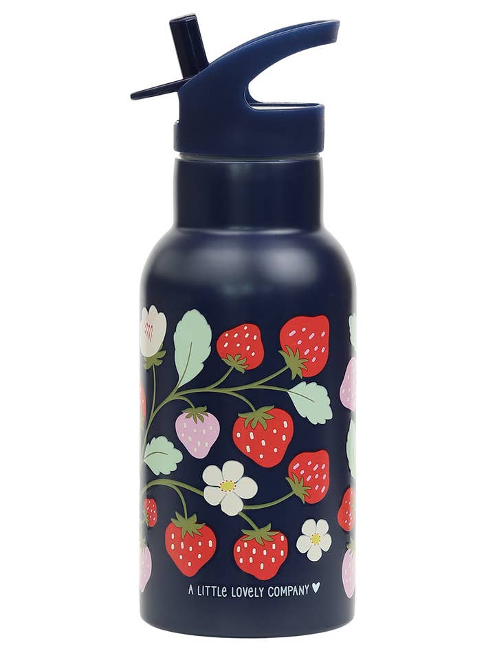 Kids stainless steel drink/ water bottle: Strawberries for wholesale by A Little Lovely Company