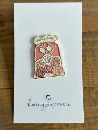 Santa's Sack Full of Yarn Enamel Pin (Thanks Santa) for wholesale by Channypeascorner