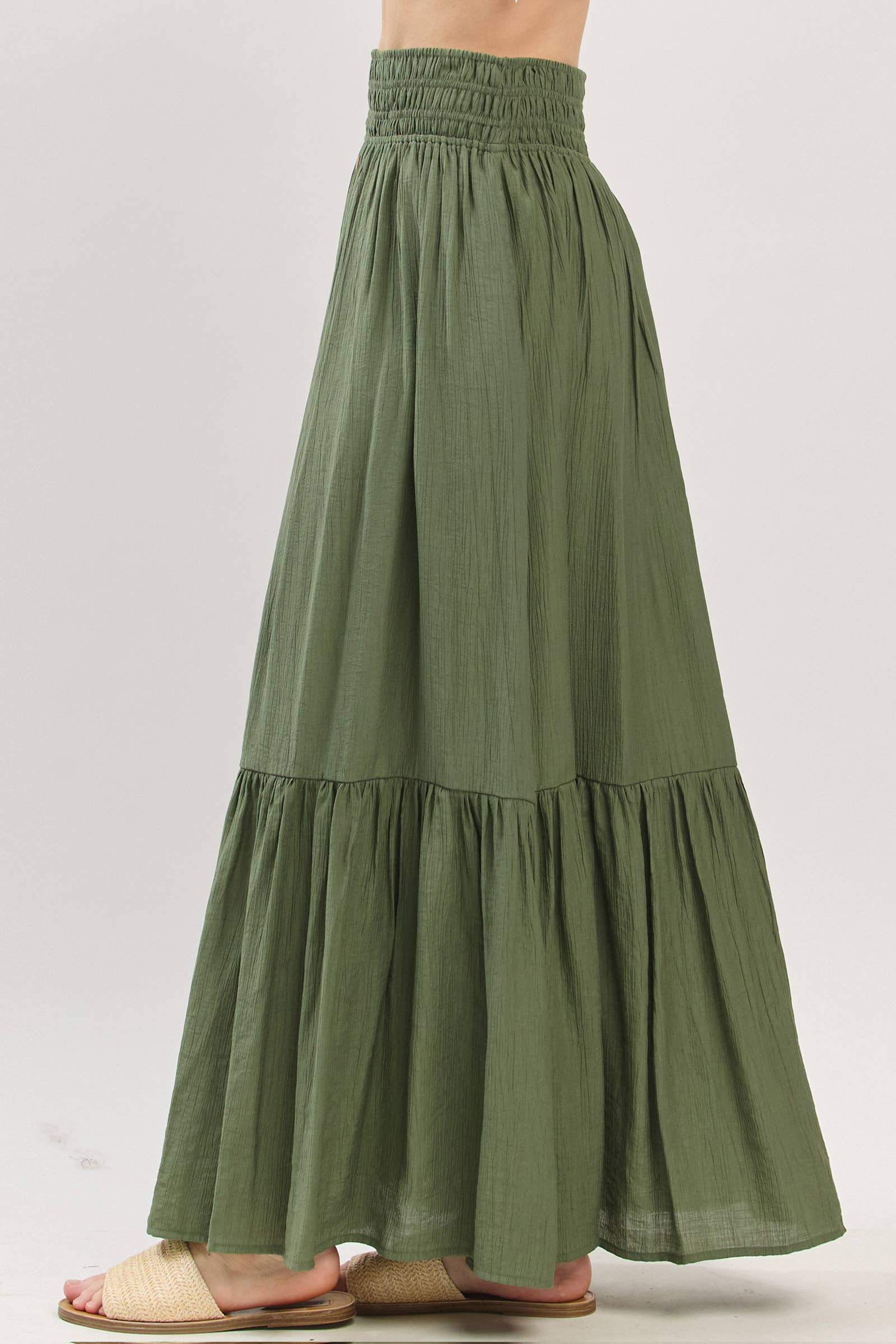 Final Touch - Wholesale Skirt - Women's - Tiered Center Slit Maxi Skirt - VS3399A26