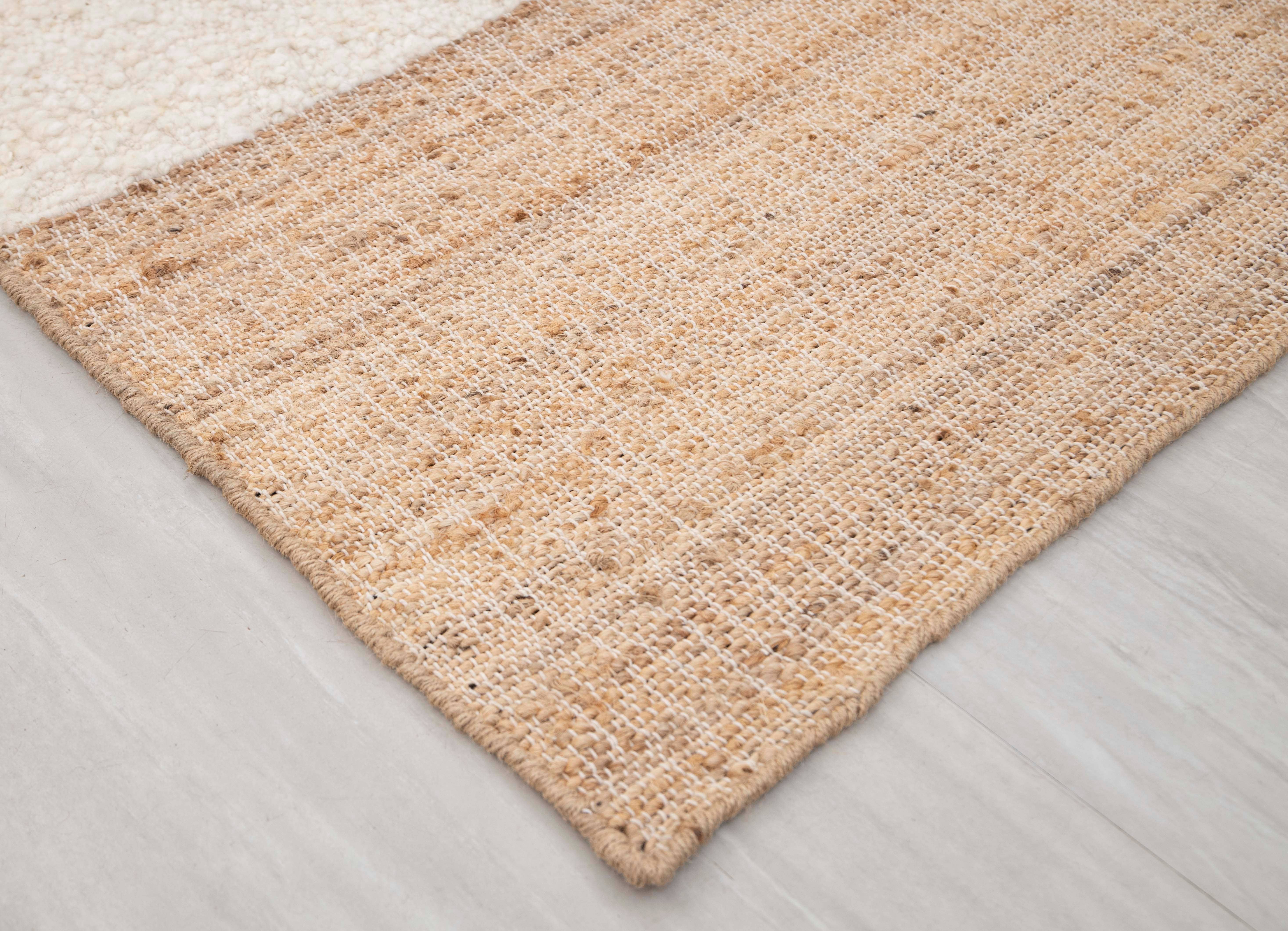 Aesthetic Homes LLC - Wholesale Area Rug - Natural Wool Jute Rug, Ivory Boho Moroccan Hand Woven TN-966