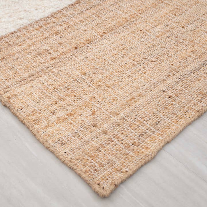 Aesthetic Homes LLC - Wholesale Area Rug - Natural Wool Jute Rug, Ivory Boho Moroccan Hand Woven TN-966