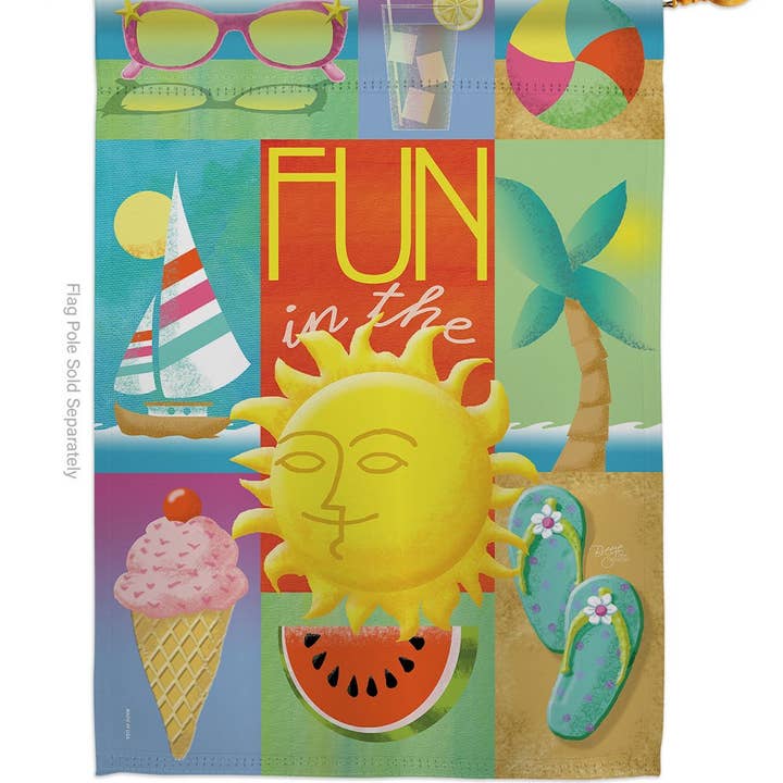 Two Group Flag Co - Wholesale Flag - Summer Collage Summertime Fun and Sun Fruit Sweet Decor Flag1