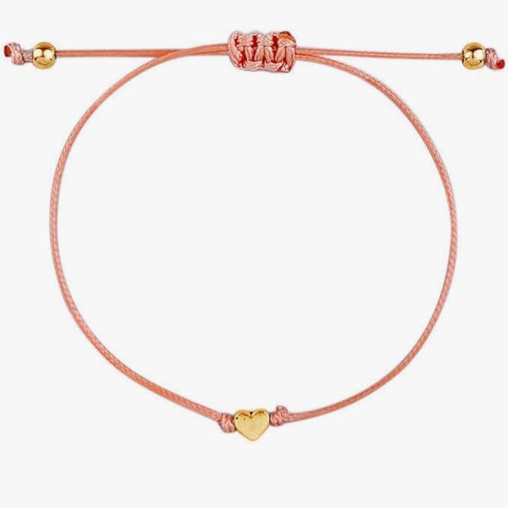 Hot Pink & Gold Dainty Heart Friendship Bracelet for wholesale by Mini Haute Mess