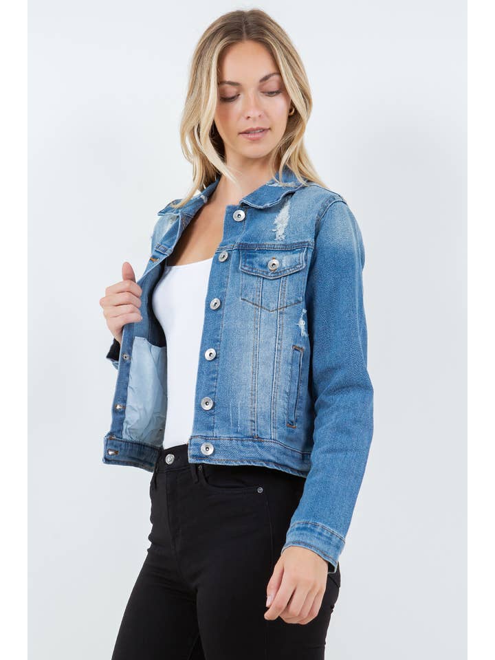 Veracci - Wholesale Denim Jacket - Women's - Stretch Classic Trucker Denim Jacket12