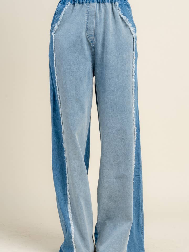 LEICHTER INDIGO BP4837N / DENIM-FARBENE COLOR-BLOCK-WEITHOSE MIT FRANSENKANTE für den Großhandel auf Faire1