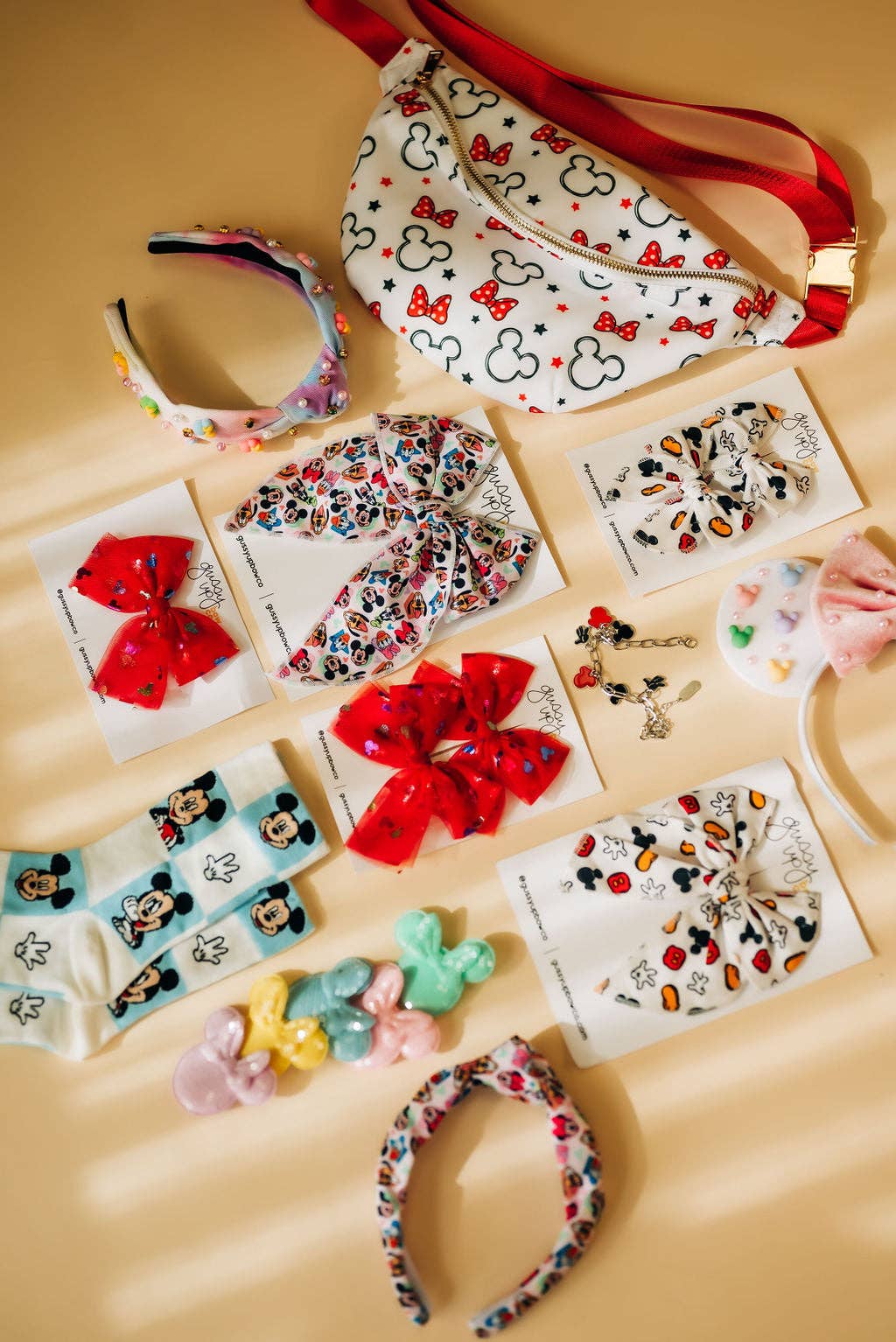 Gussy Up Bow Co – Engroshandel Pandebånd - Børn – Lyserød juvel musseøre pandebånd2