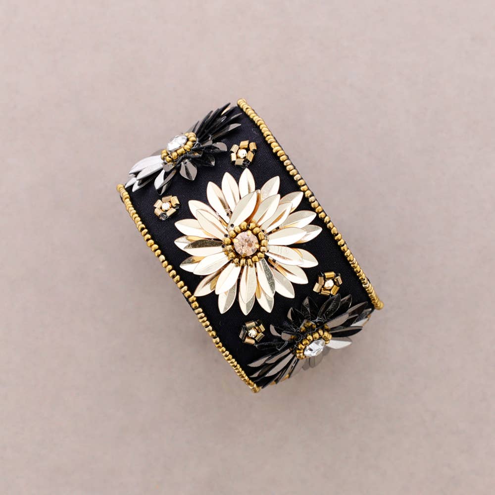 Sonata - Wholesale Charm/Dangle Bracelet - Adjustable Sequins Flower Bracelet4