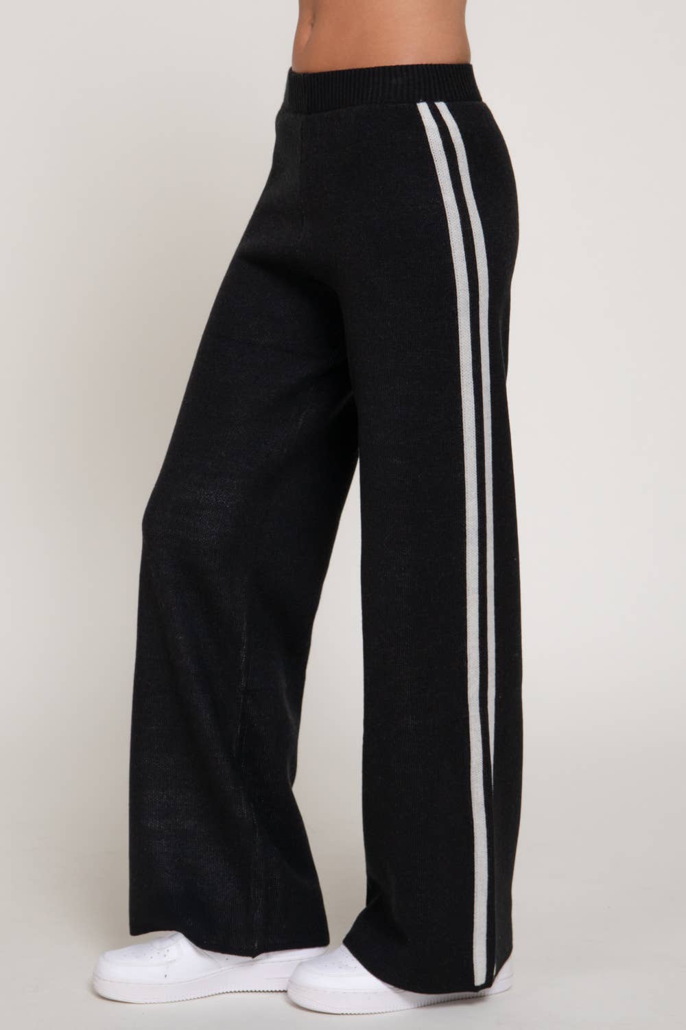 Active Basic | Active USA - Wholesale Pants - Women's - Straight Leg Knit Pants with Contrasting Side Stripes0