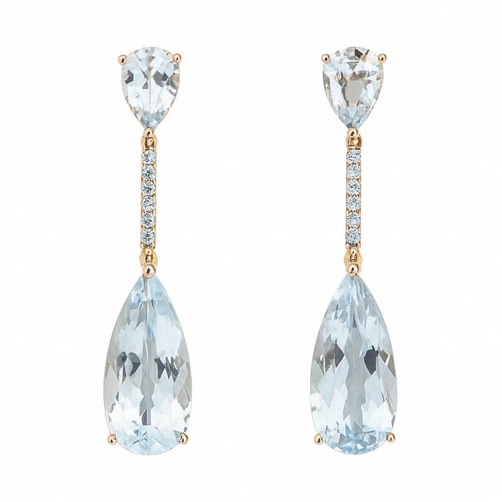 Gold Plated Drop Earrings with Large Crystal Stone – 4.8cm for wholesale by Sedy Jewelry