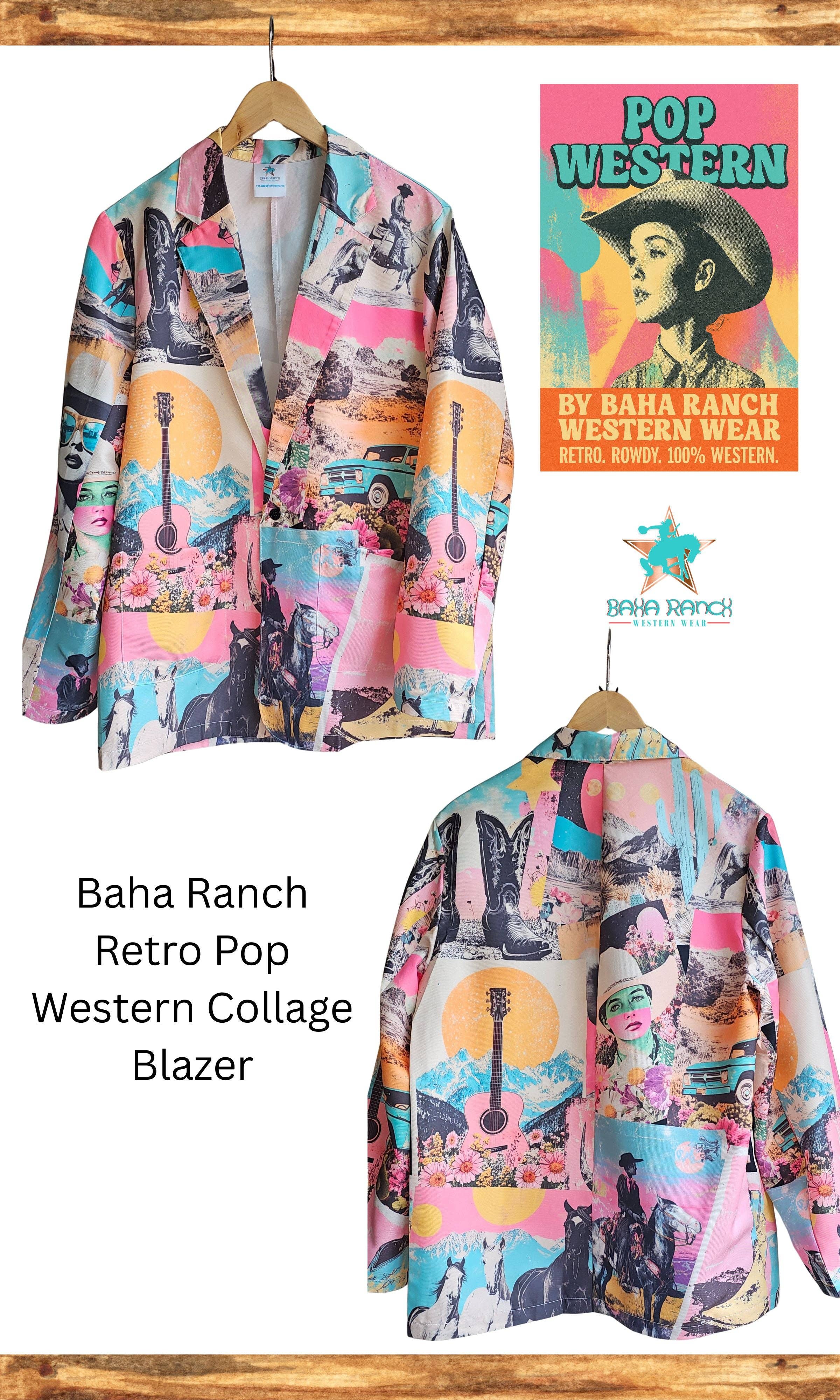 BAHA RANCH WESTERN WEAR - Wholesale Blazer - Women's - Baha Ranch Retro Pop Western Collage Blazer5