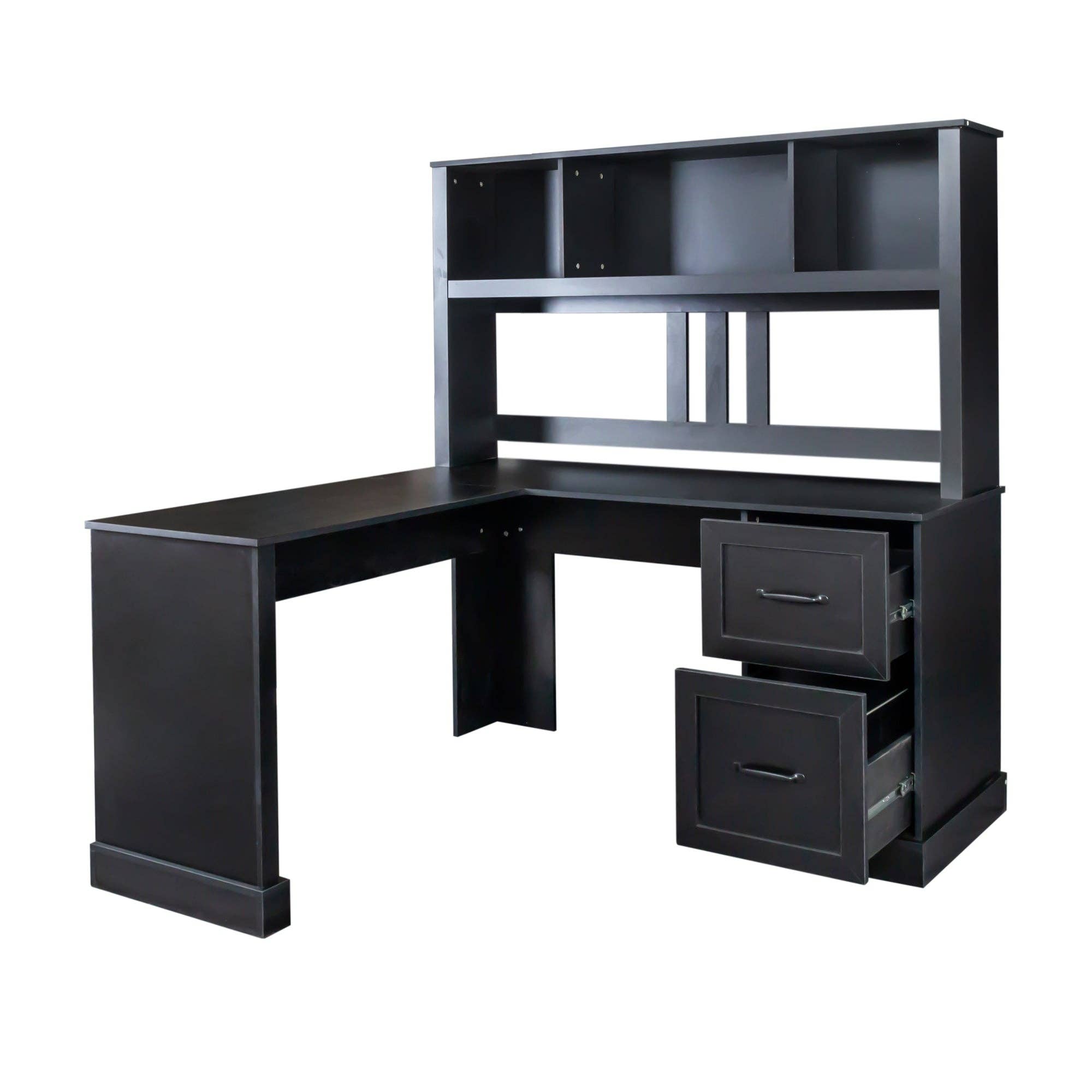39F Inc. - Wholesale Desk Set - 60in Corner Office Computer Desk with Hutch-Antiqued Black5