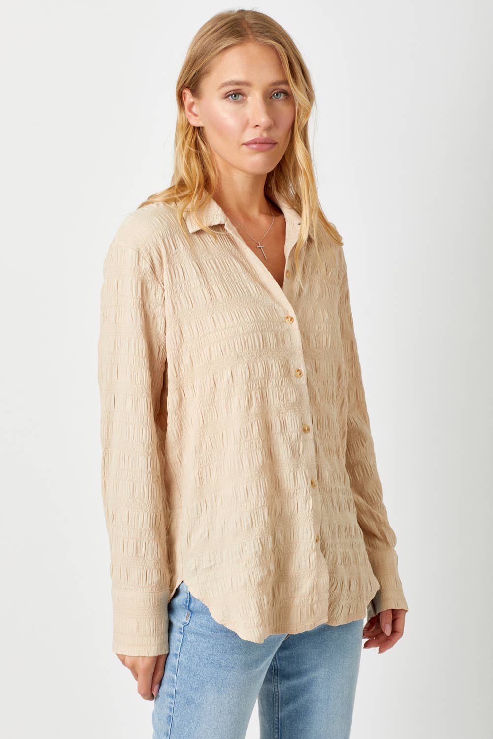 Mystree - Wholesale Button Down Shirt - Women's - 60209 Textured Button Down Shirt3