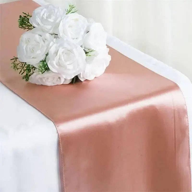Party Expo, LLC – wholesale Table runner – Dusty Rose Satin Table Runner 12" * 108"1