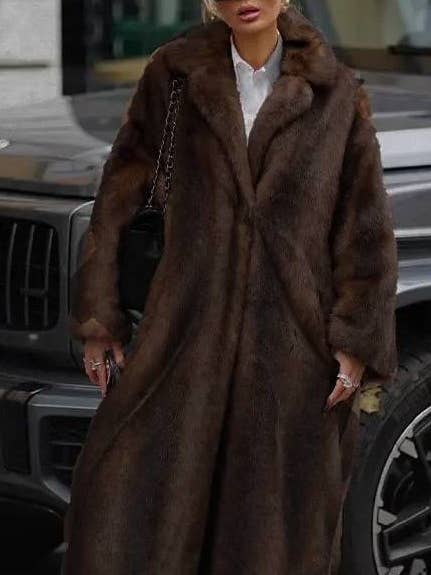 old school vintage Long Faux fur Trench coat for wholesale by Rosa Clothing