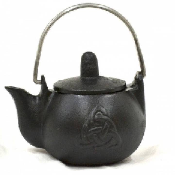 Triquetra Cast Iron Kettle Look Cauldron 4" L for wholesale by GREENROOTS USA LLC