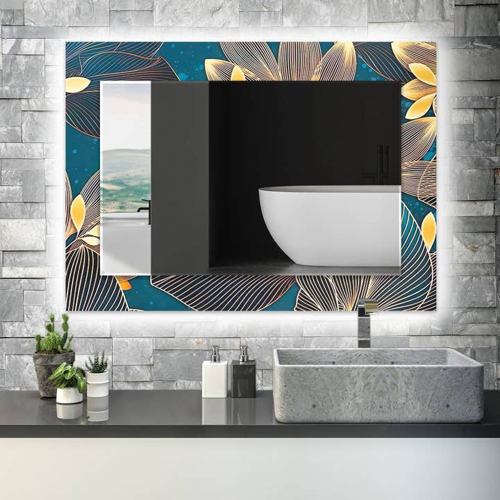 Miroir mural abstrait en verre trempé pour la vente par MyPhotostation