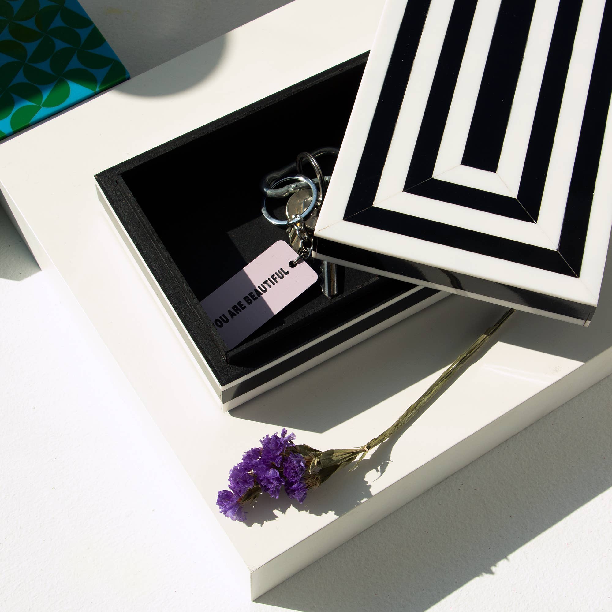 Helio Ferretti - Wholesale Jewelry Box/Organizer - WHITE AND BLACK RESIN BOX - HAND PAINTED HF2