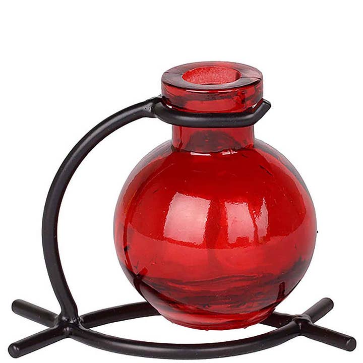 Couronne Co. - Wholesale Vase - Casablanca Recycled Glass Vase & Metal Stand Red1