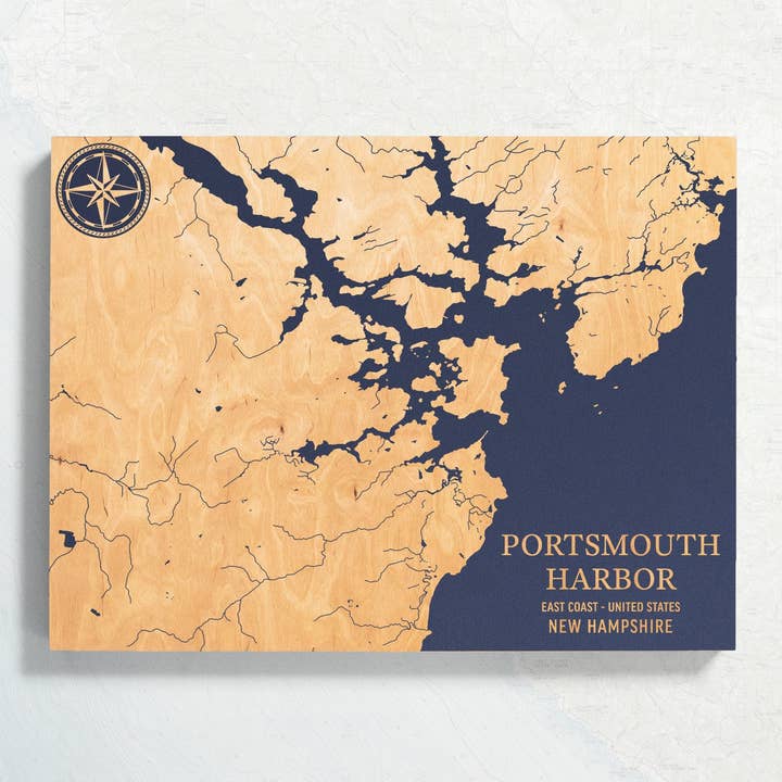 Mappa costiera degli Stati Uniti di Portsmouth Harbor, New Hampshire per la vendita all'ingrosso da parte di Benoit's Design Co.