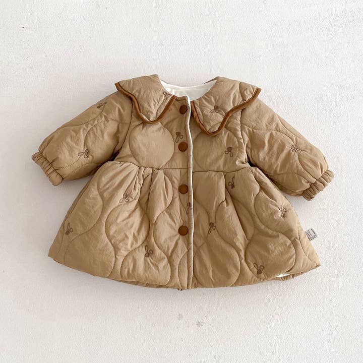 Winter Arrival Baby Girls Long Sleeves Embroidery Pattern Fleece-Lined Warm Coat for wholesale by MyKids-USA®