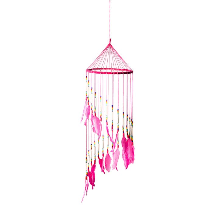 Pink Dream Catcher Mobile, Hand Crafted Spiral Design for wholesale by OMA - Eclectic Home