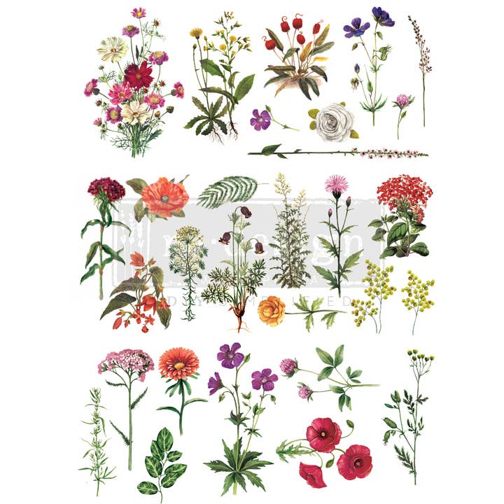 Redesign with Prima – Großhandel Tapete – Neugestaltung mit Prima Decor Transfers Floral Collection 24x341