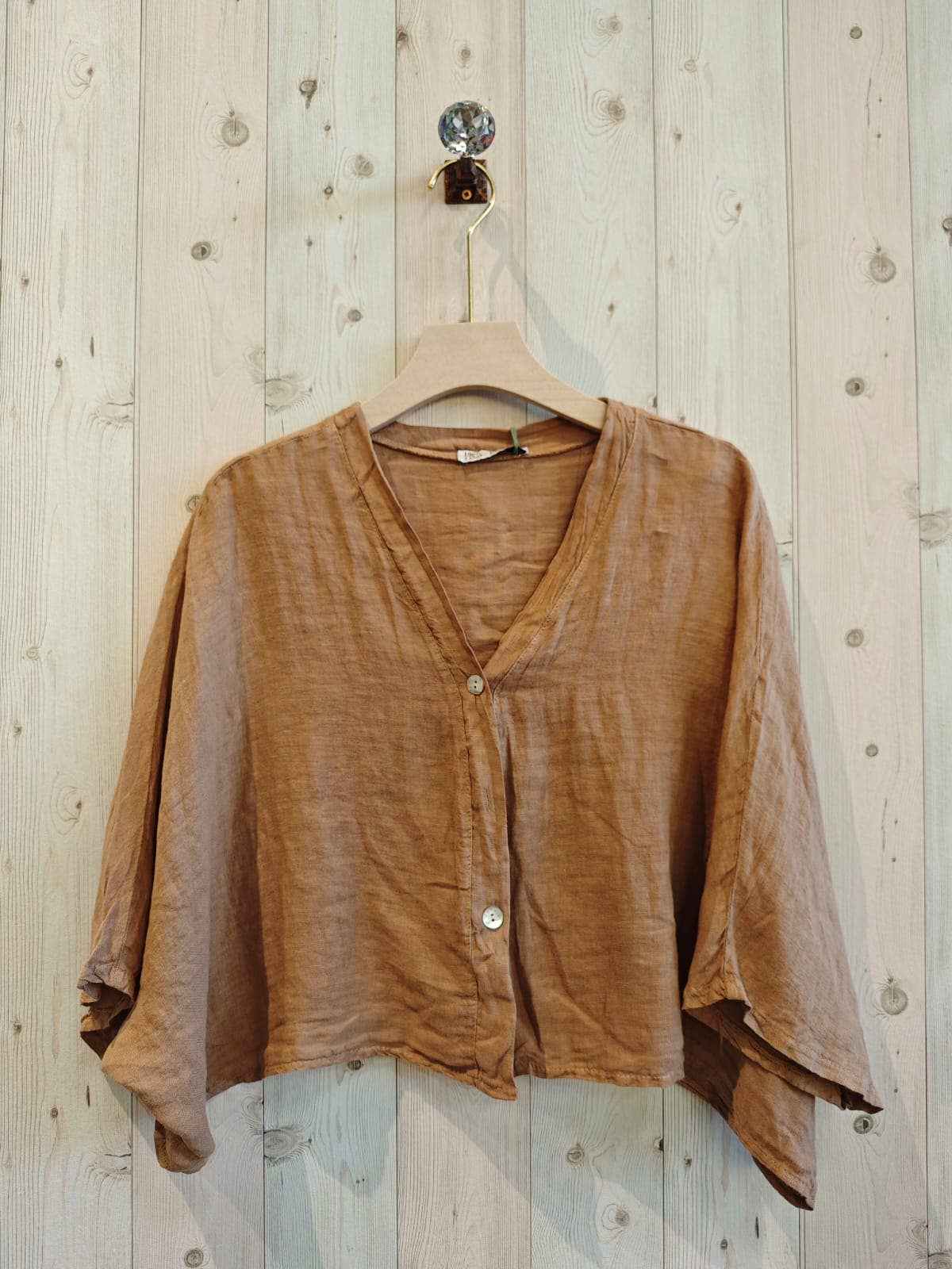 Linen & More - Wholesale Blouse - Dames - Kortelastische blouse met korte mouwen van 100% linnen4