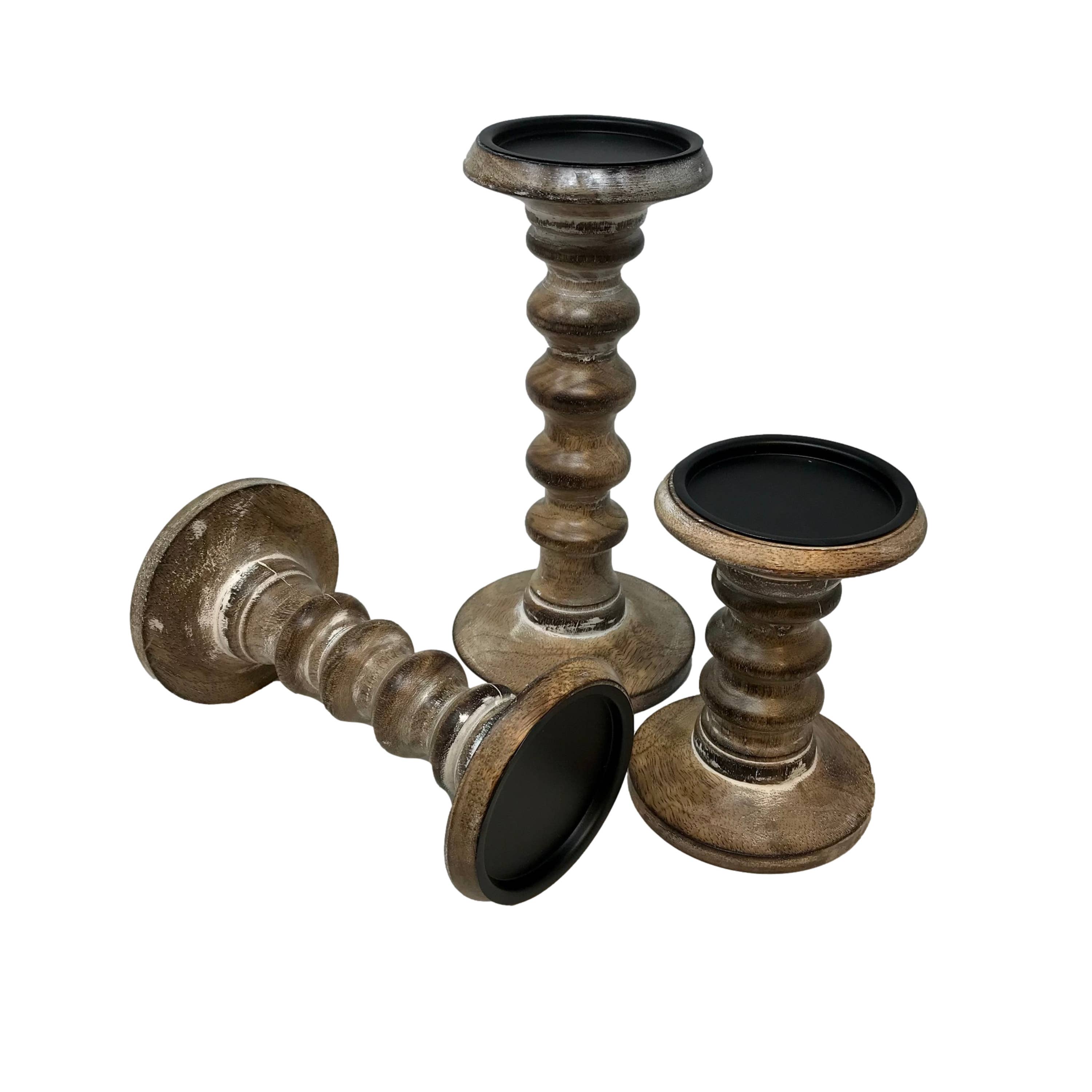 Wilco Home - Wholesale Candle Holder - Set/3 Solid Mango Wd Pillar Candleholders $19.95 Set14