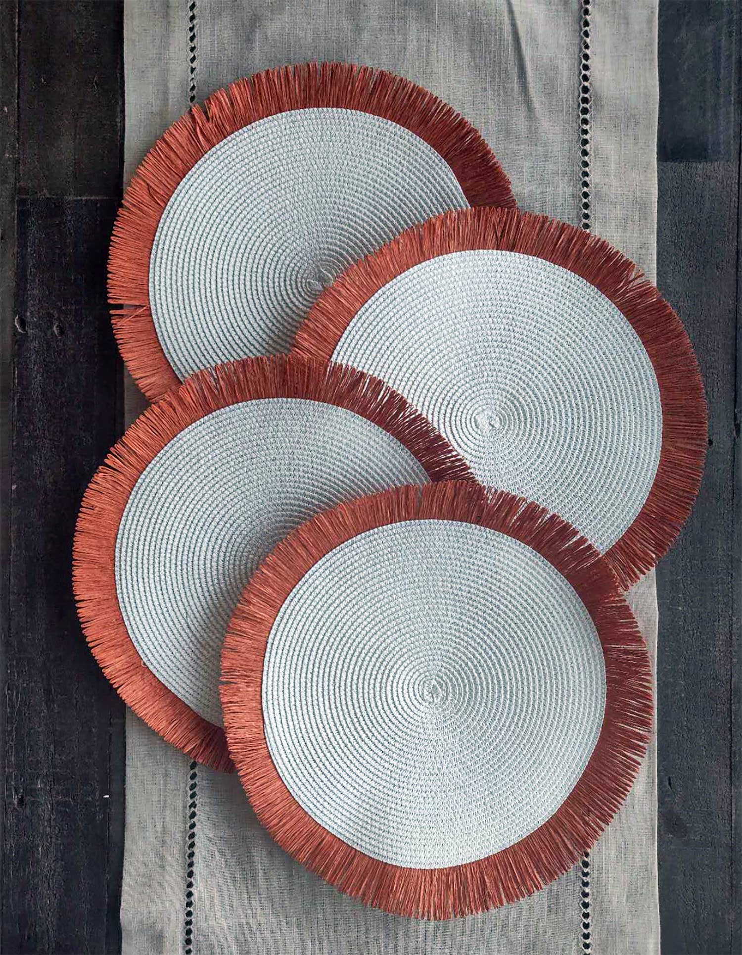 Fennco Styles - Wholesale Placemat - Handwoven Fringe Boho 15" Round Placemat22