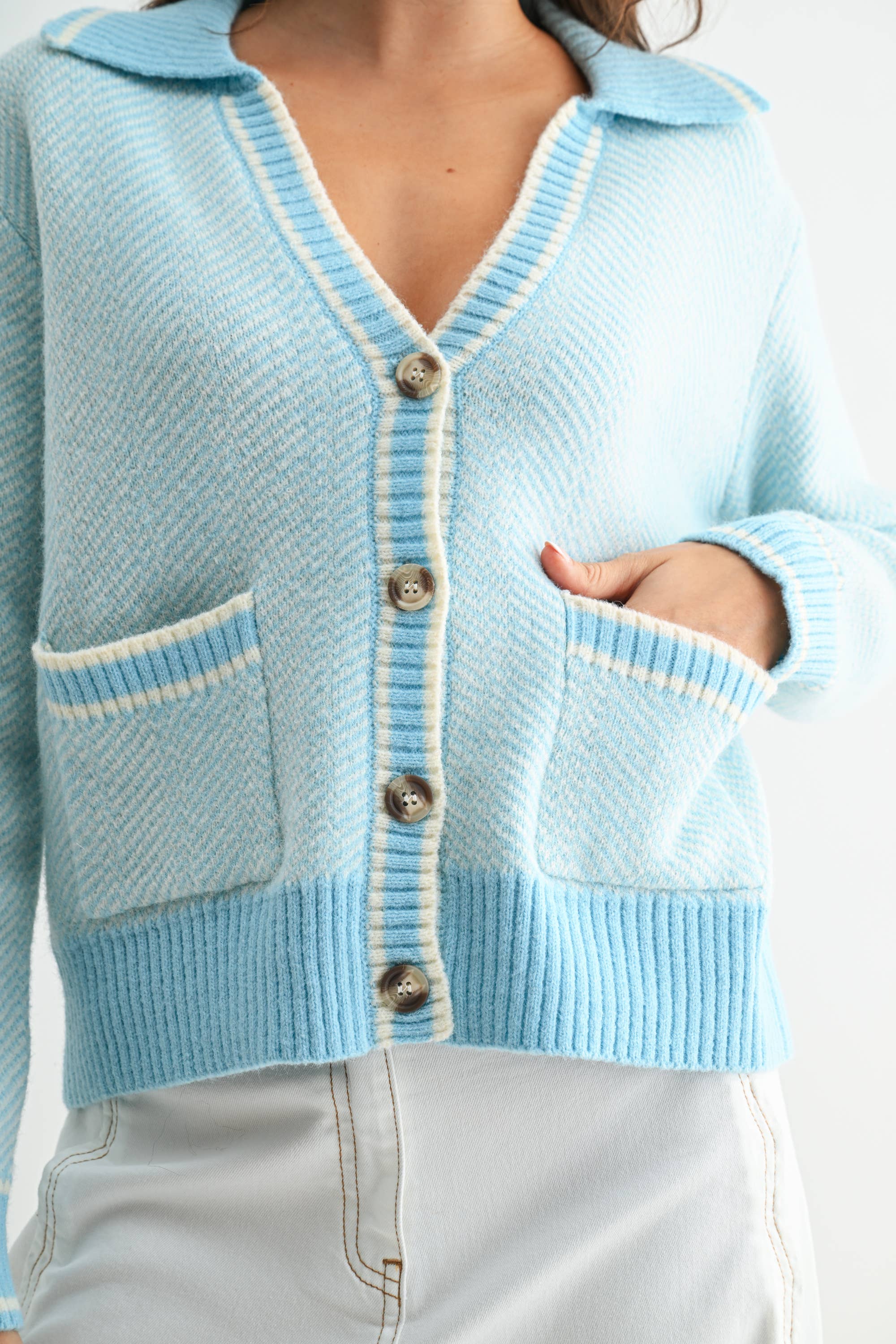 Camellia - Wholesale Knit Sweater - Women's - CW10236E HERRINGBONE KNIT CARDIGAN30