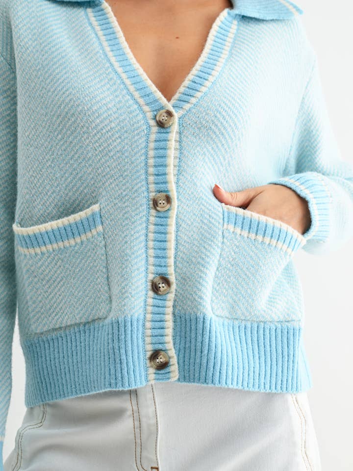 Camellia - Wholesale Knit Sweater - Women's - CW10236E HERRINGBONE KNIT CARDIGAN30
