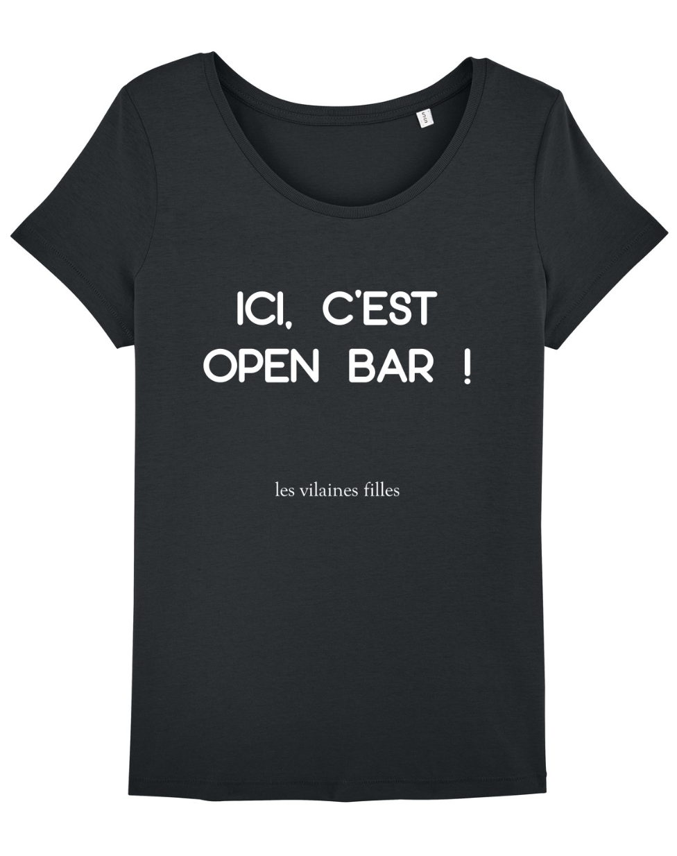 Les Vilaines Filles - Wholesale Screen Printed T-Shirt - Women's - Round neck organic open bar t-shirt3