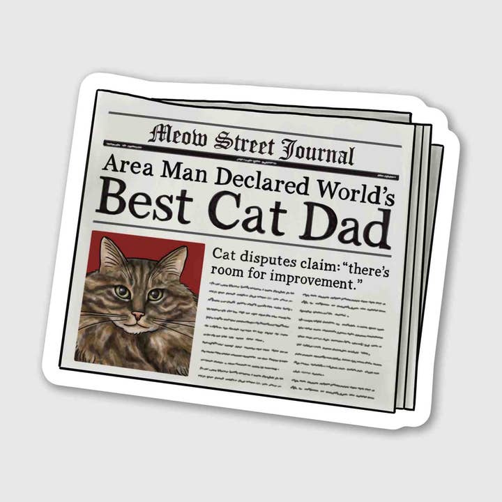 World's Best Cat Dad - Brown Tabby Maine Coon Sticker for wholesale by Artful Pixels