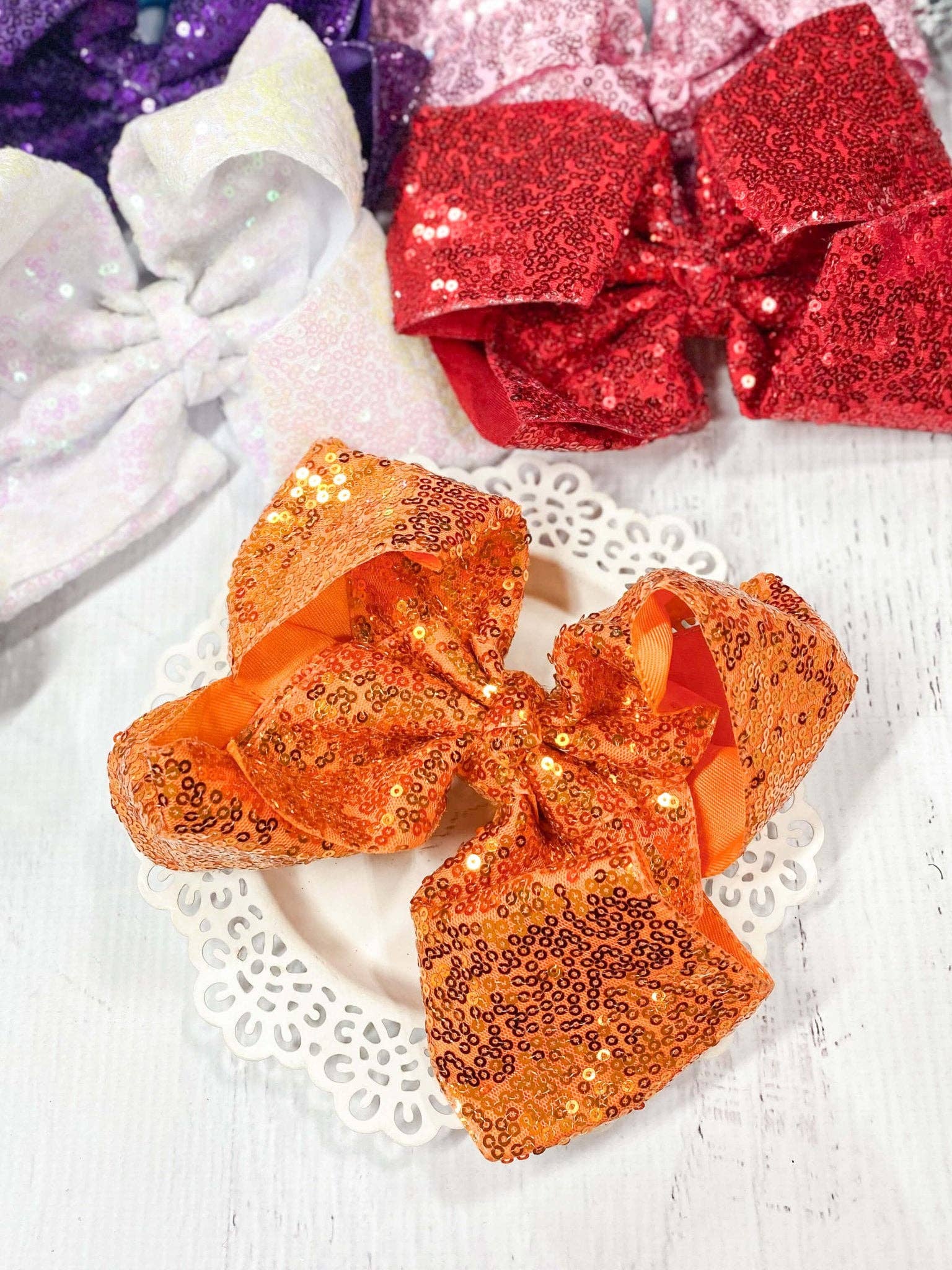 The Hair Bow Company - Wholesale Hair Bow - Kids - Sequin Texas Size Hair Bows - Alligator Clip - 6.5"15