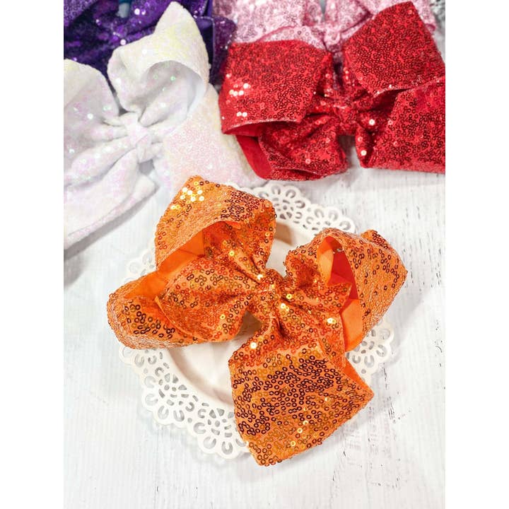 The Hair Bow Company - Wholesale Hair Bow - Kids - Sequin Texas Size Hair Bows - Alligator Clip - 6.5"15