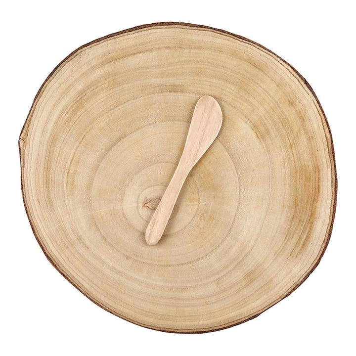 Wood Round Slice with Cheese Spreader for wholesale by Santa Barbara Design Studio by Creative Brands